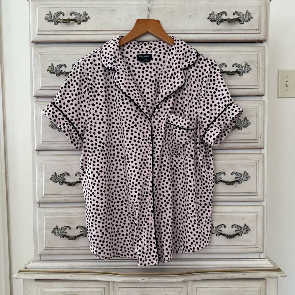 Kate Spade Polka Dot Pajama Button Shirt